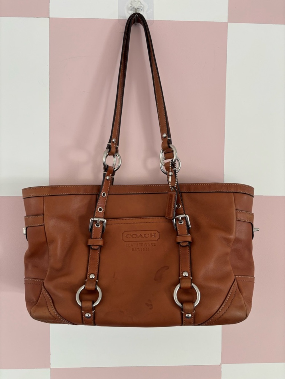 COACH Gallery Women's Brown Leather Shoulder Tote Bag